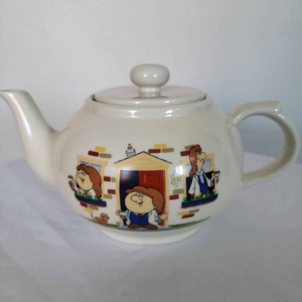 Vintage 1980's Tetley Tea Folk Regular Sized Teapot